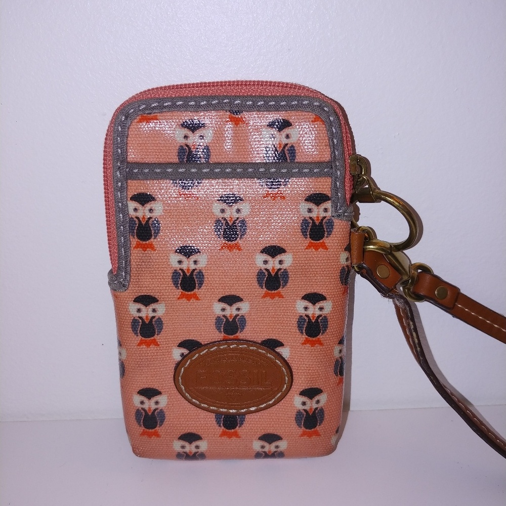 Fossil.Owl Coral Wristlet phone Wallet